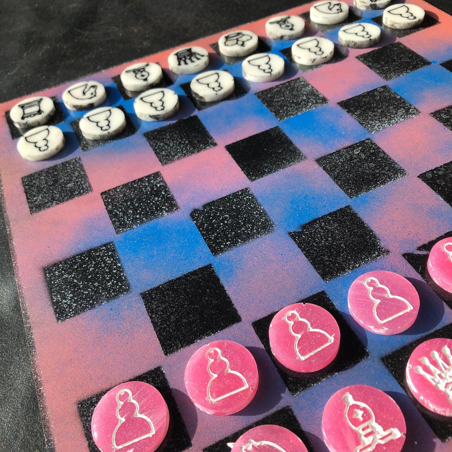 Chess Set - Blue & Pink Swirl