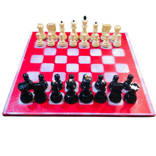 Large Chess Set - Red & White