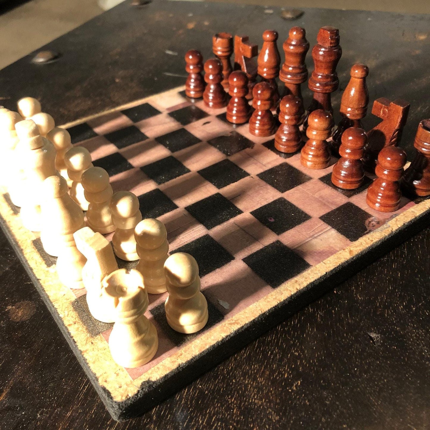 Scrapbook Chess Set - Brown Wood