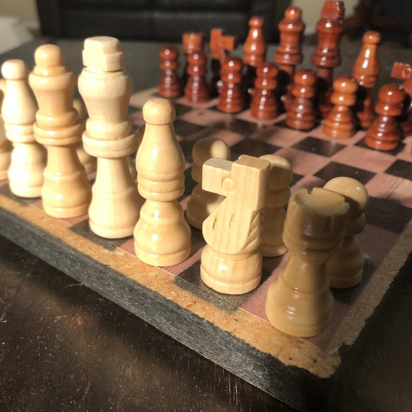 Scrapbook Chess Set - Brown Wood