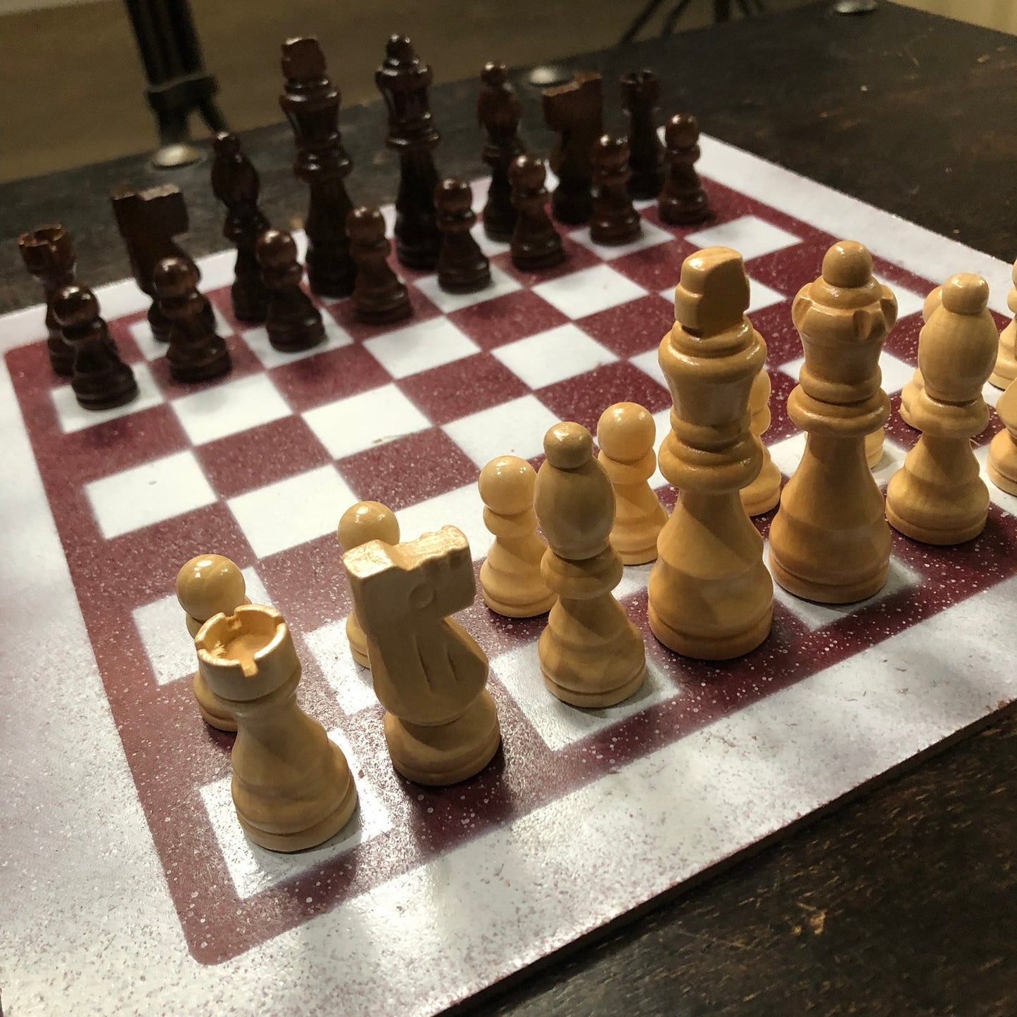 Painted Chess Set - Dark Red