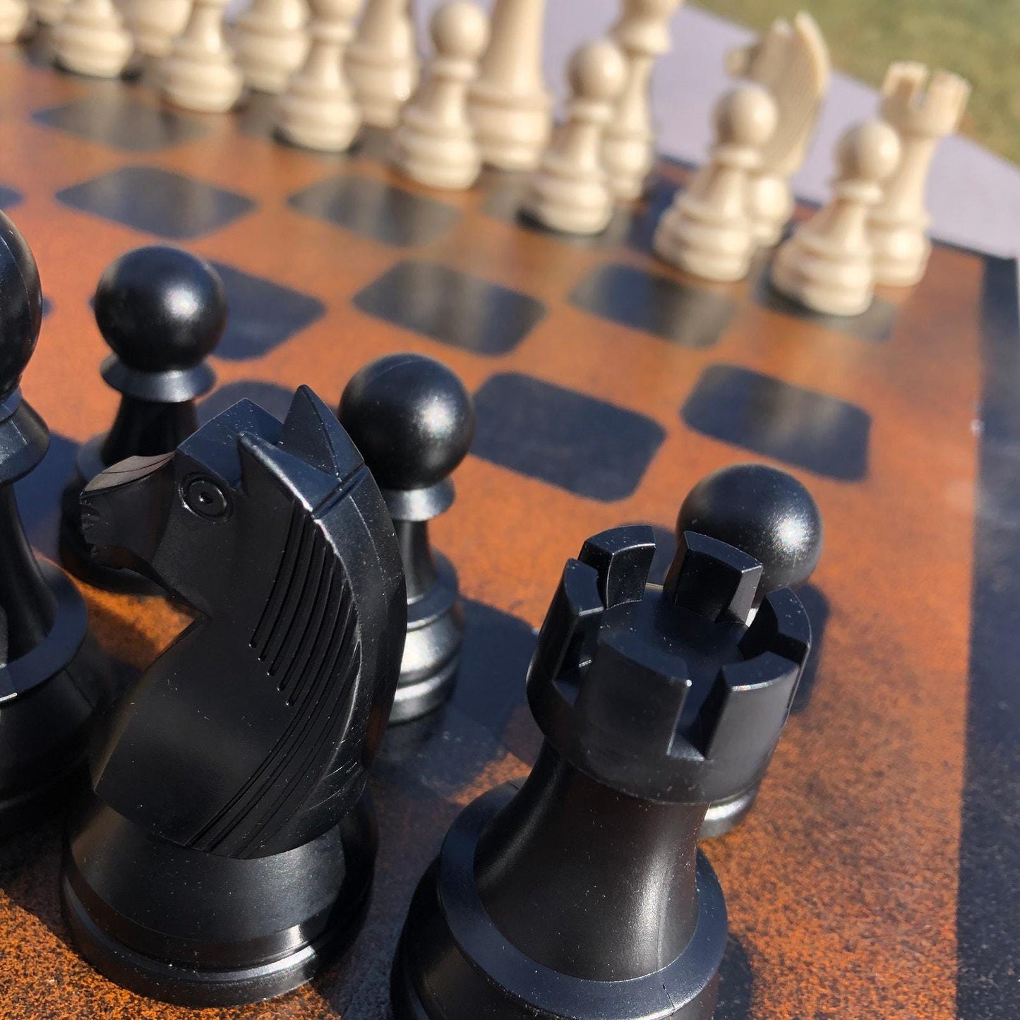 Large Chess Set - Orange & Black