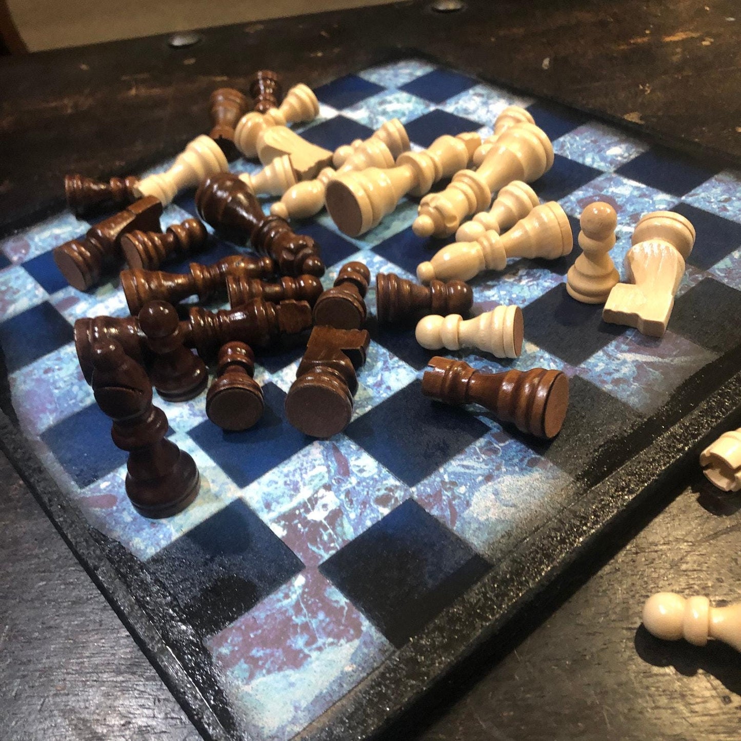 Scrapbook Chess Set - Blue Crystal