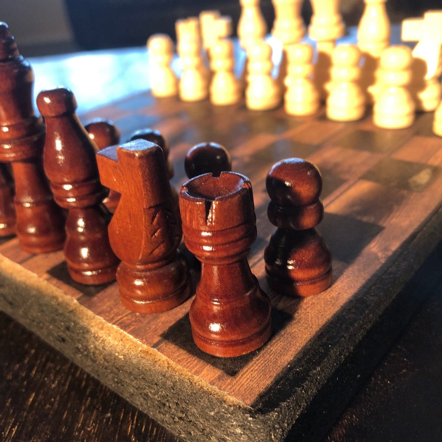 Scrapbook Chess Set - Brown Wood