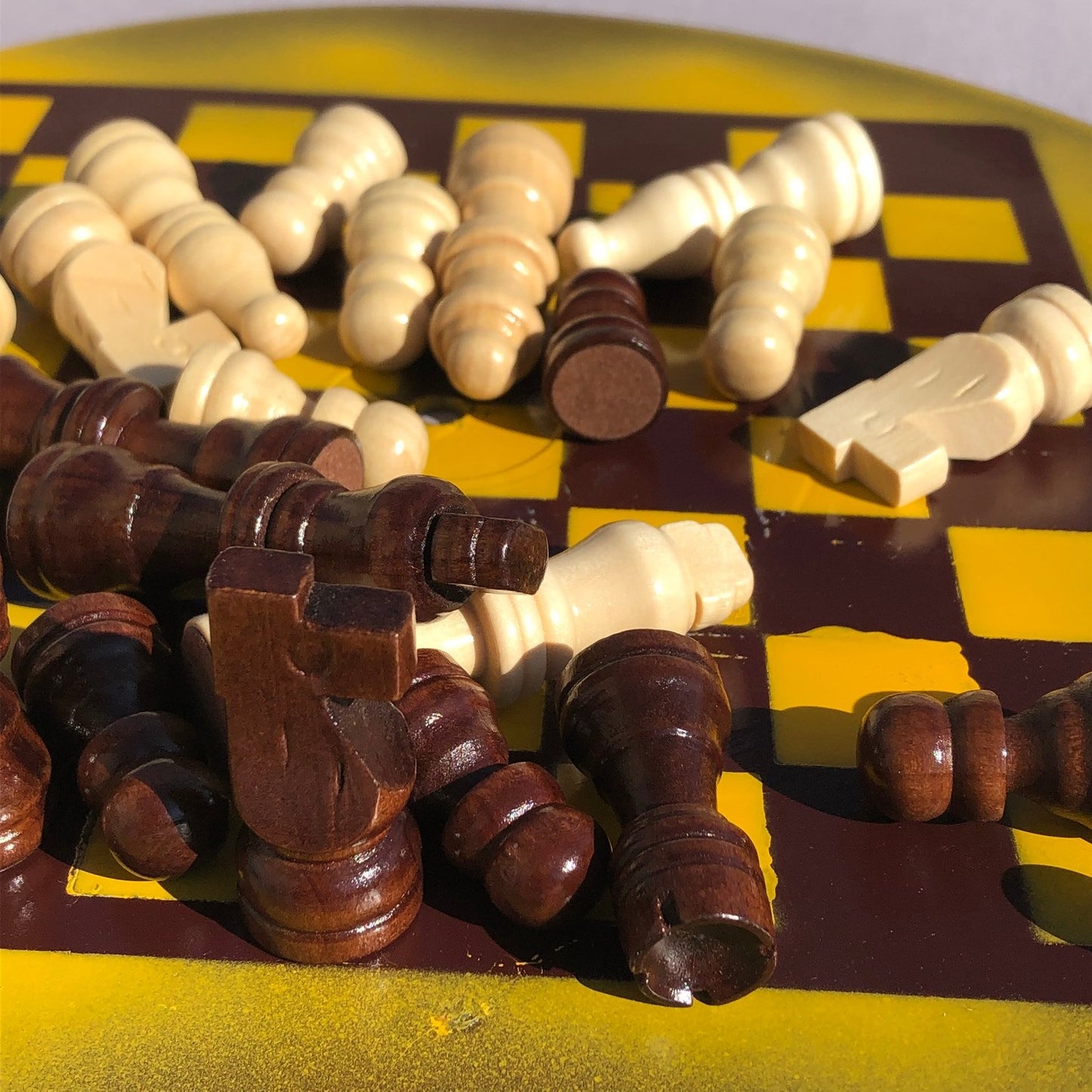 Vinyl Chess Set - Chocolate Yellow