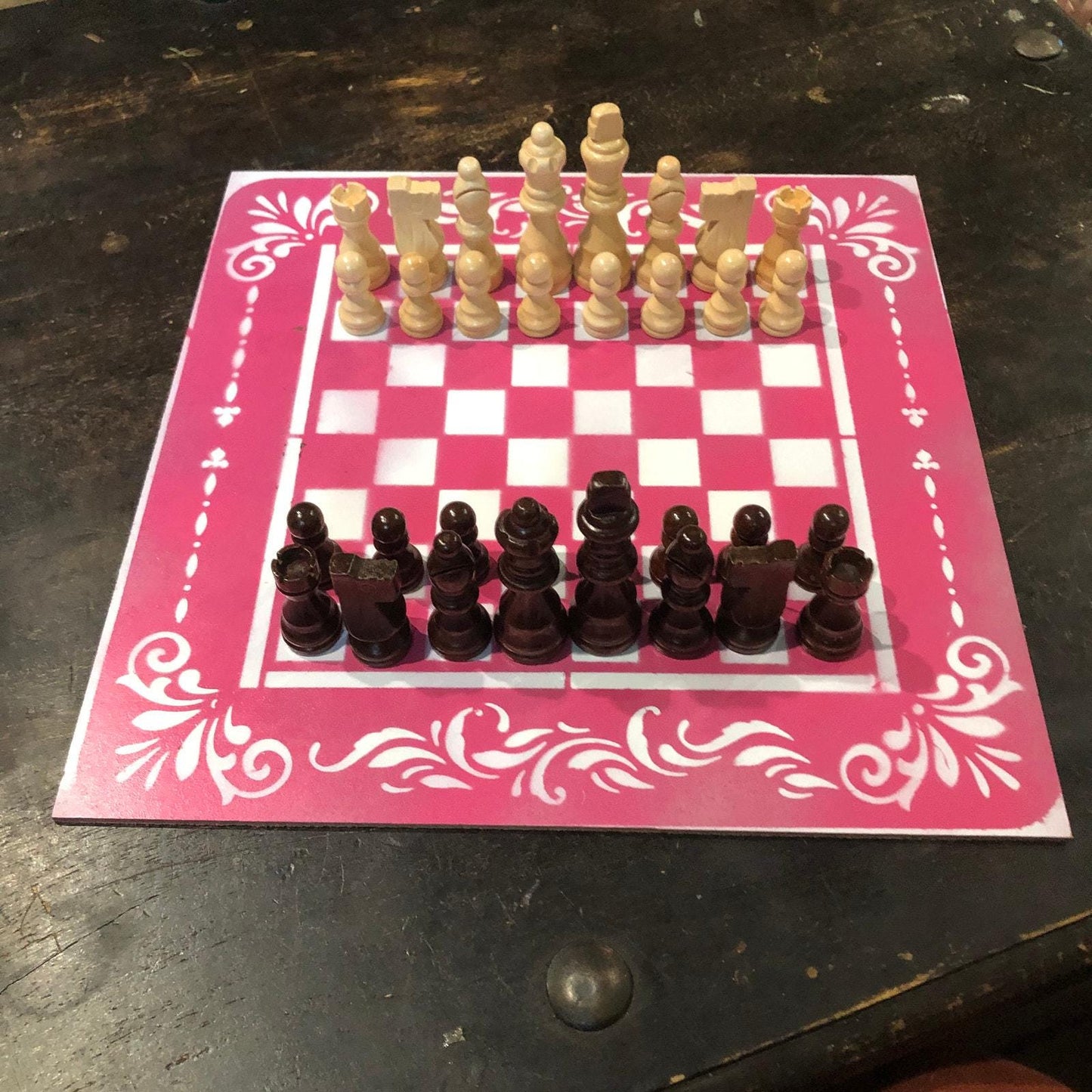 Chess Set - Hot Pink & White