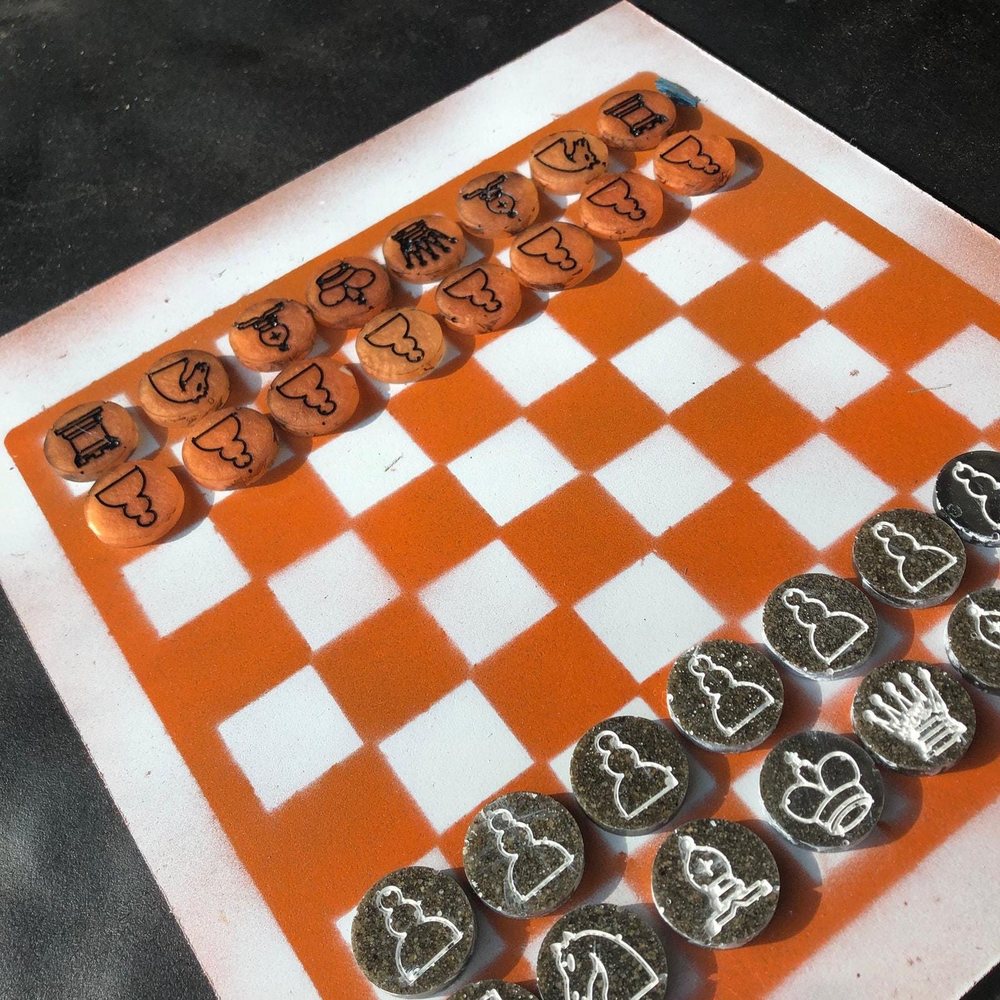 Chess Set - Orange & White