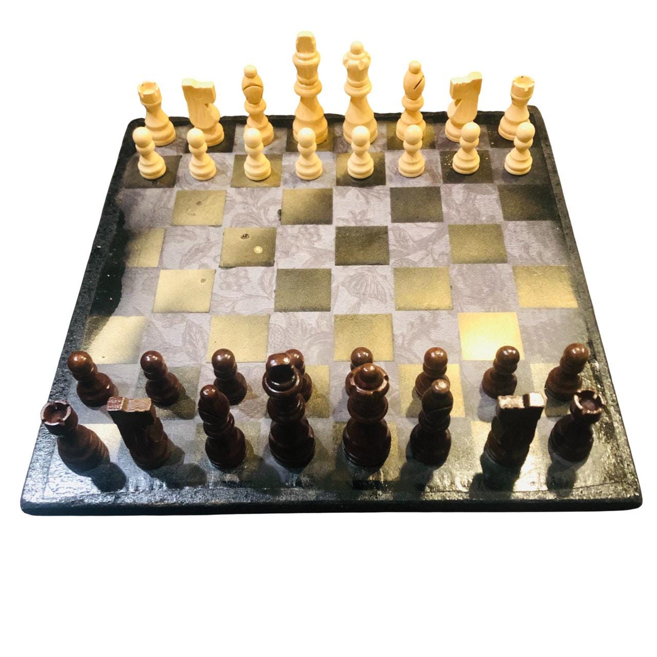 Scrapbook Chess Set - Black & Gold