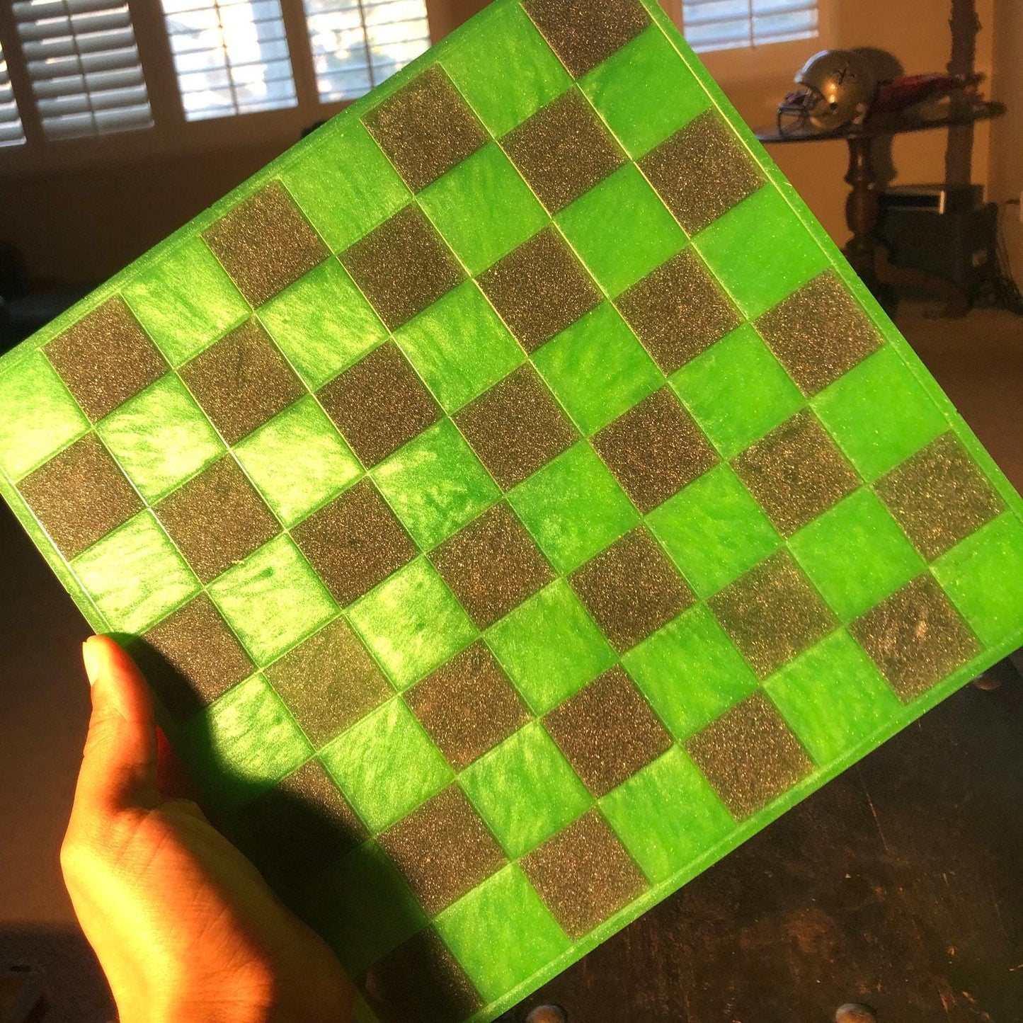 Handmade Resin Chess Set - Forest Green