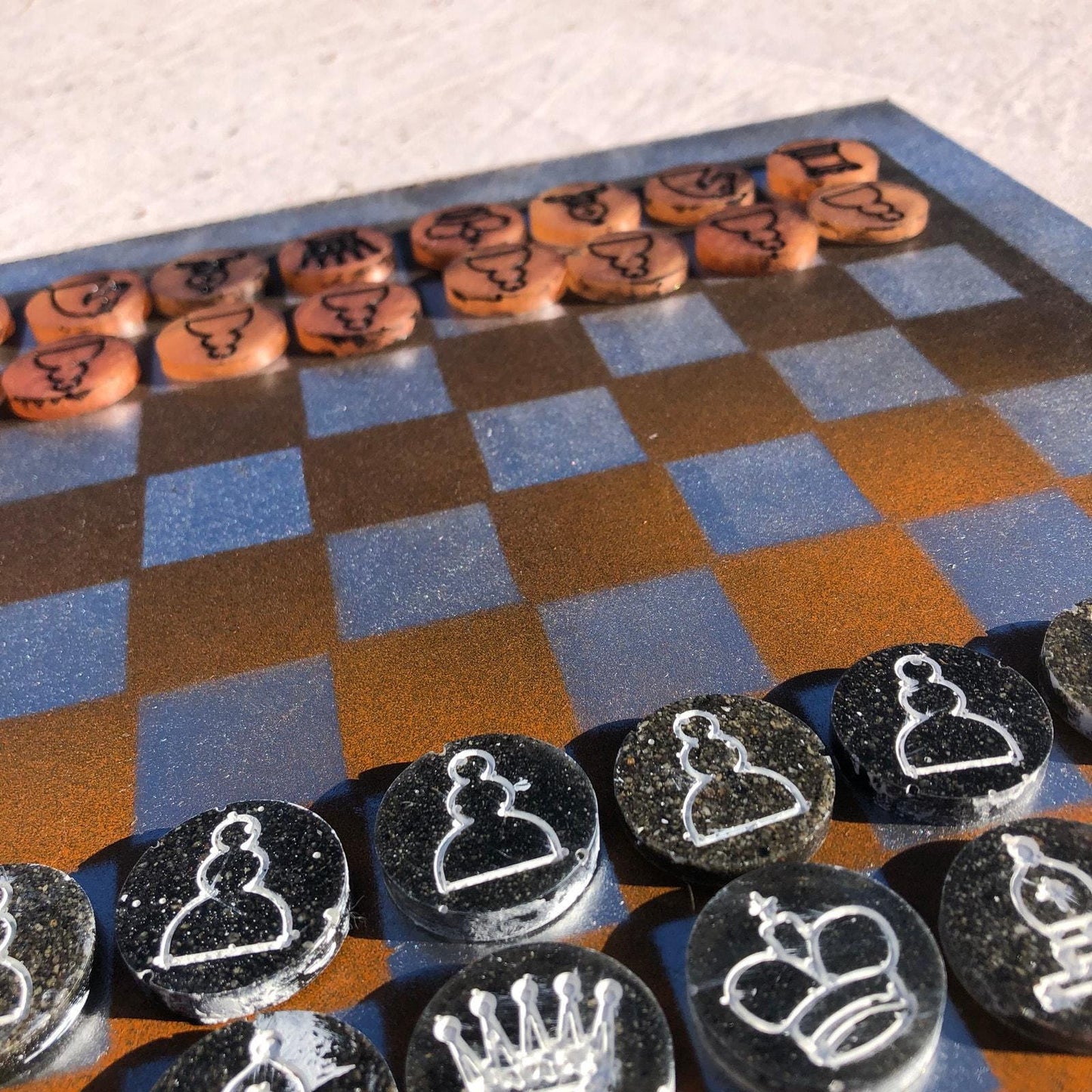 Chess Set - Chrome Orange