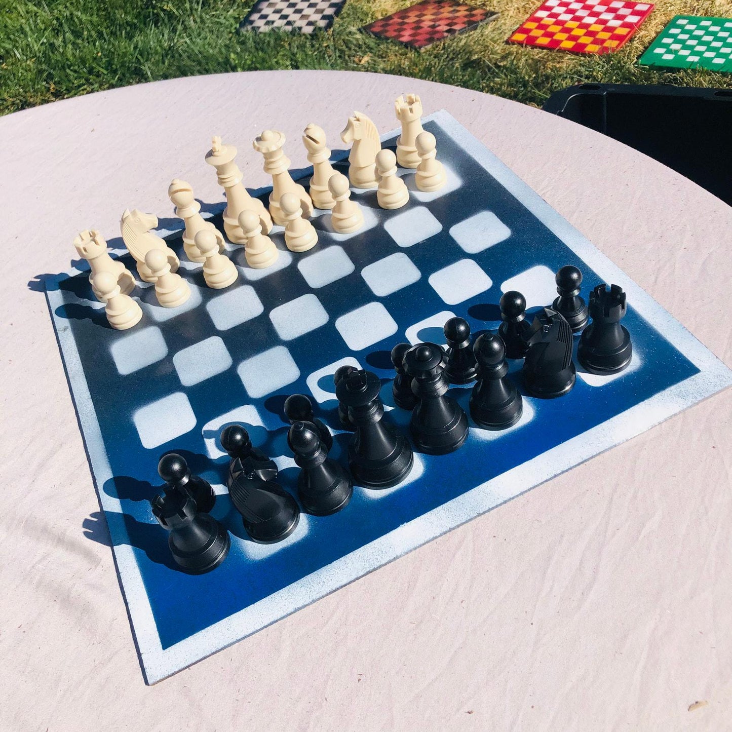 Large Chess Set - Half Blue Half Black