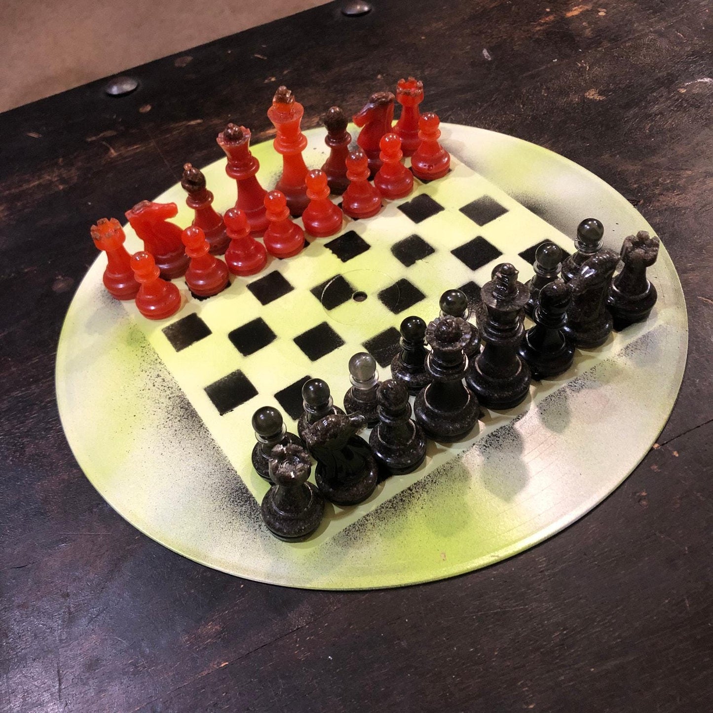 Vinyl Chess Set - Lemon Green (Resin Pieces)