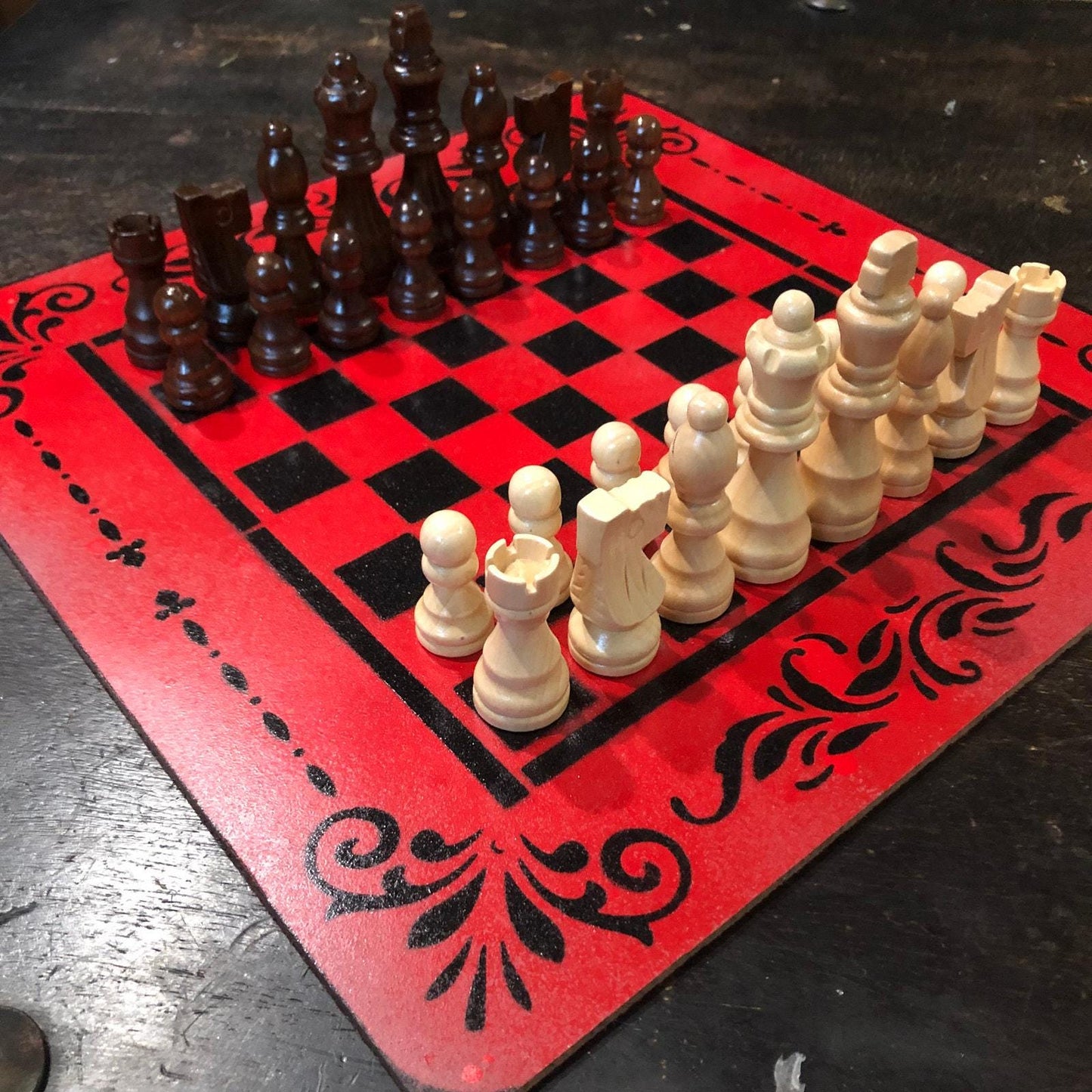 Chess Set - Cherry Red & Black