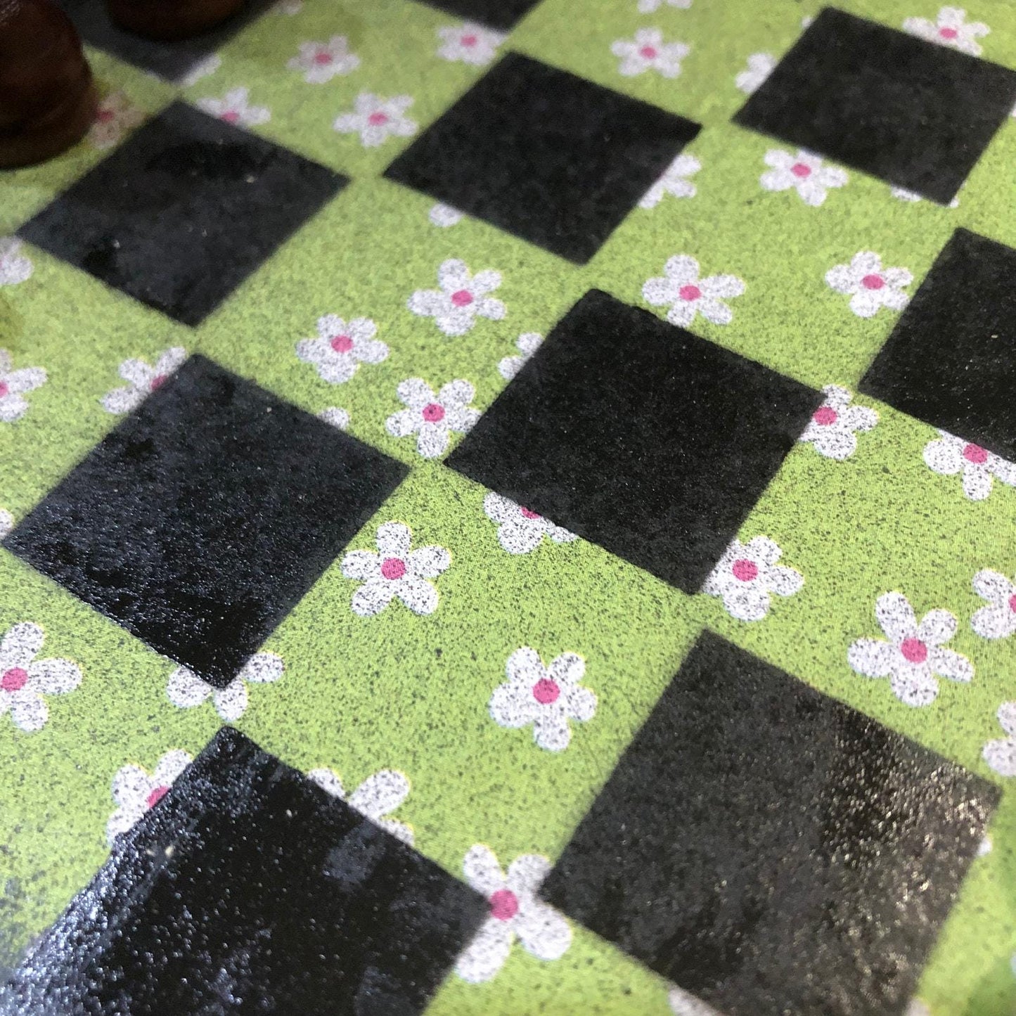 Scrapbook Chess Set - Lime Green Flower
