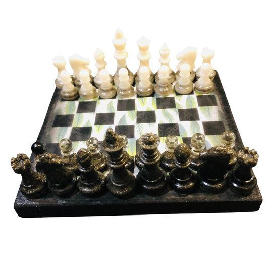 Scrapbook Chess Set - Green Leaf