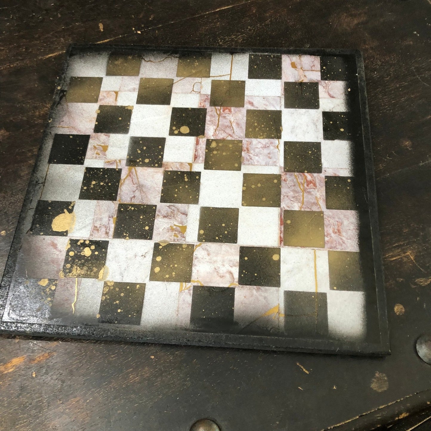 Scrapbook Chess Set - Marble Gold