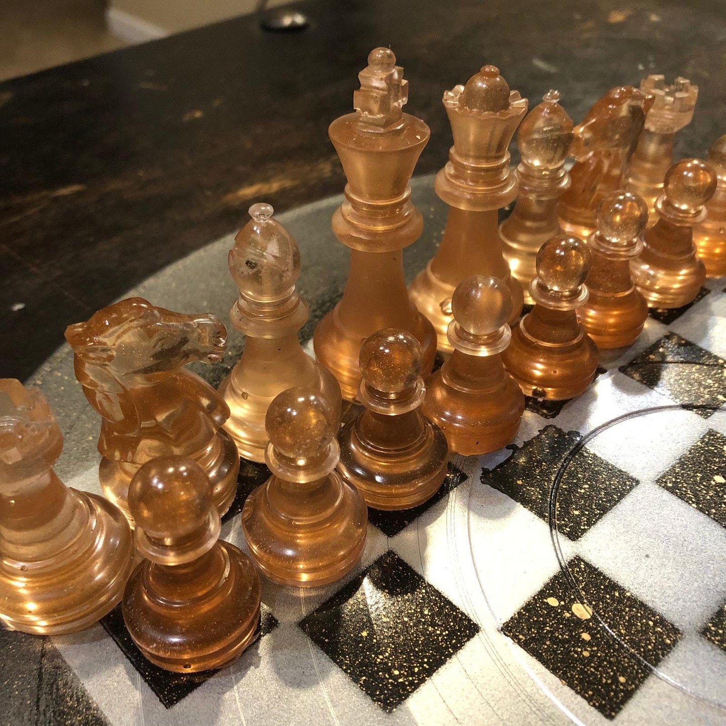 Vinyl Chess Set - Golden Sprinkle (Resin Pieces)