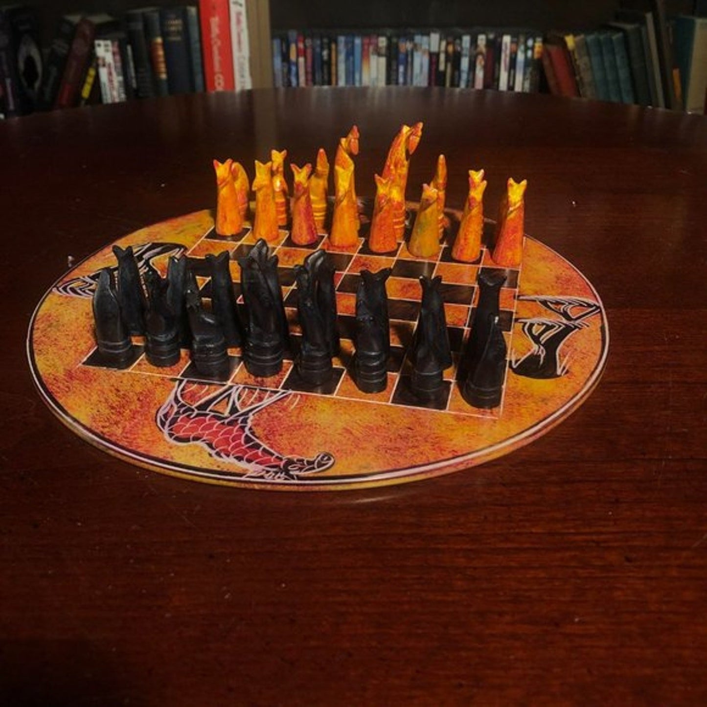 African Vintage Chess Set - Orange Safari Chess Board