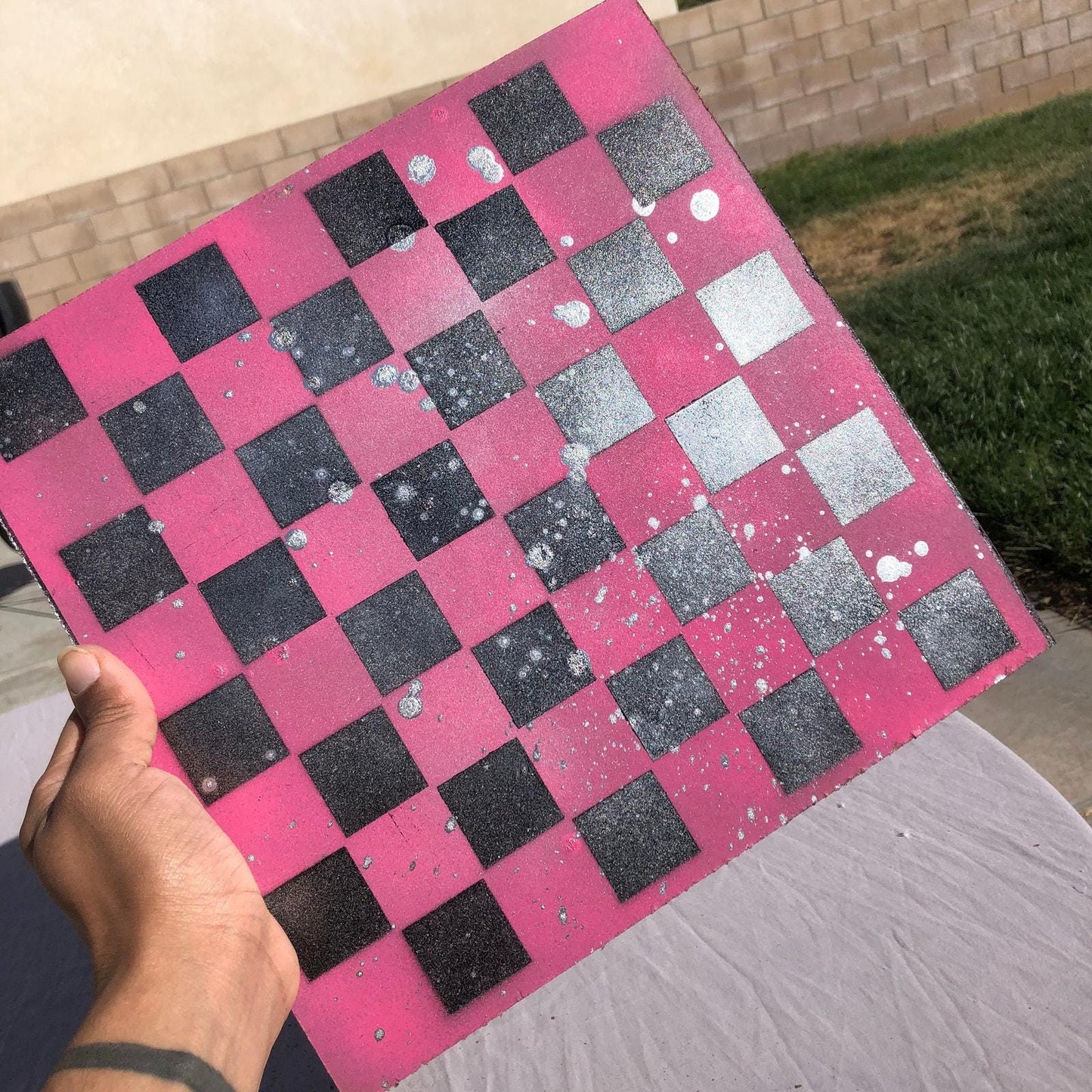 Chess Set - Sprinkled Chrome Pink