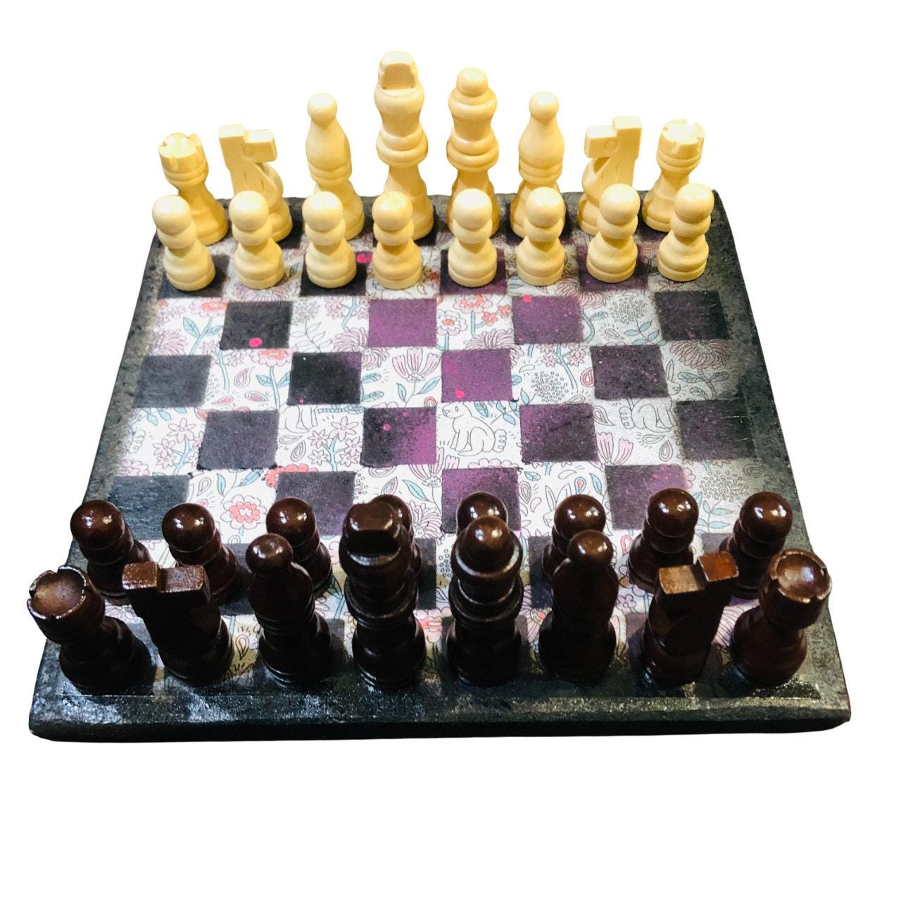 Scrapbook Chess Set - Purple Cartoon Rabbit