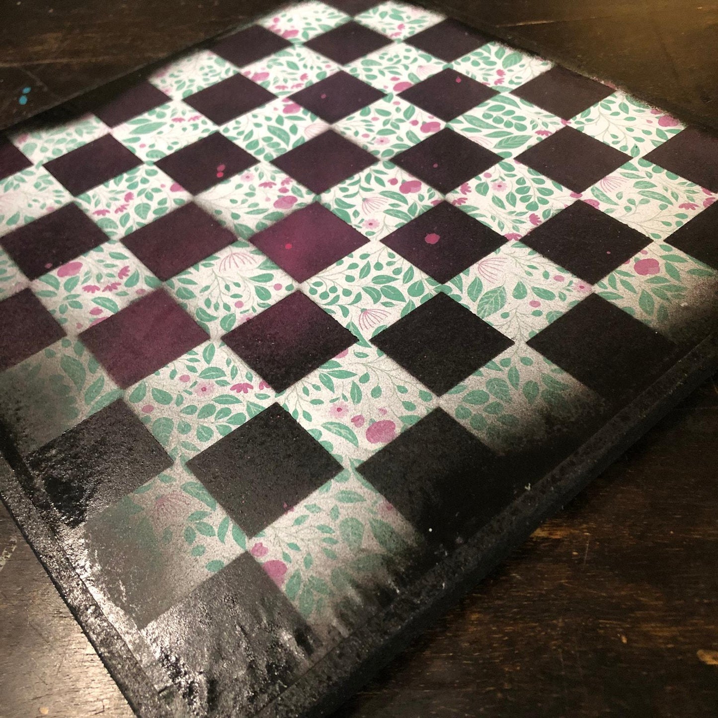 Scrapbook Chess Set - Purple Green Flower