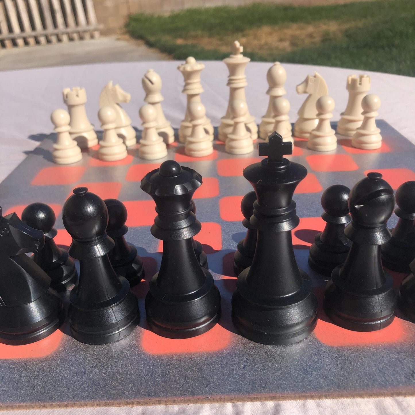 Large Chess Set - Chrome Peach