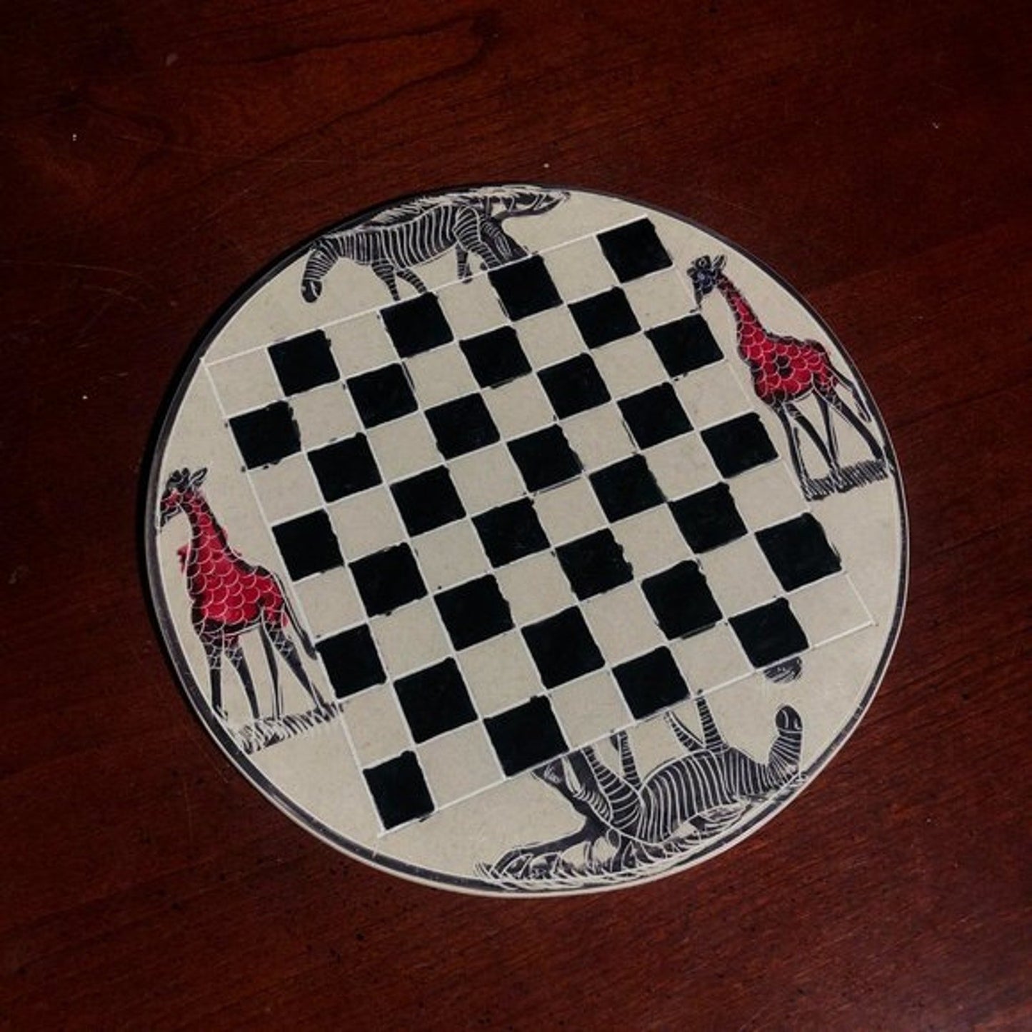 African Vintage Chess Set - White Chess Board