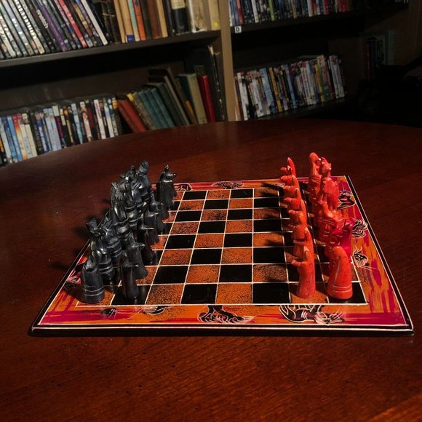 African Vintage Chess Set - Orange Chess Board