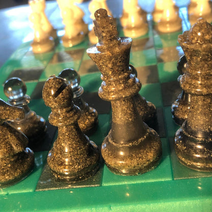 Handmade Resin Chess Set - Aqua Green