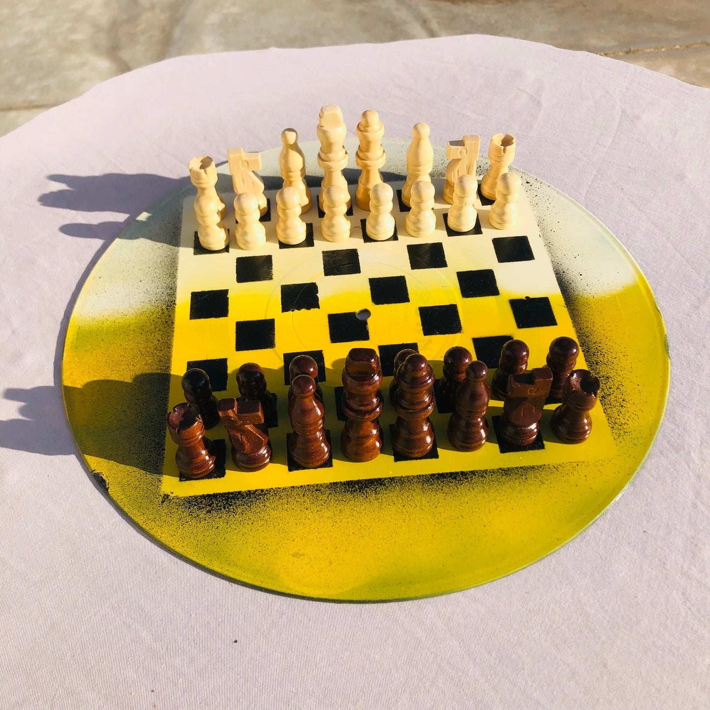 Vinyl Chess Set - Yellow Cream