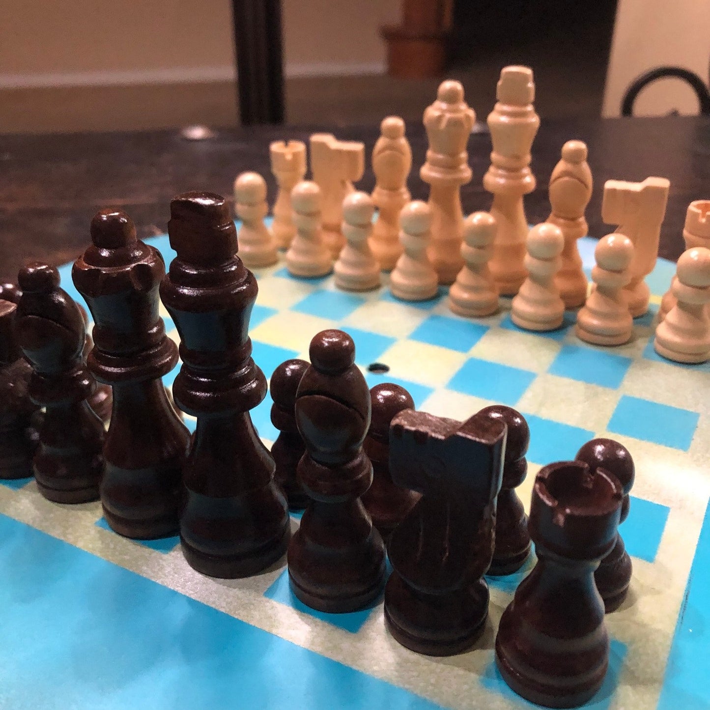 Vinyl Chess Set - Cream Blue