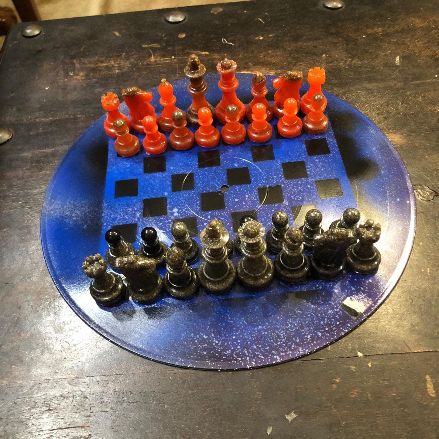 Vinyl Chess Set - Blue Fire (Resin Pieces)