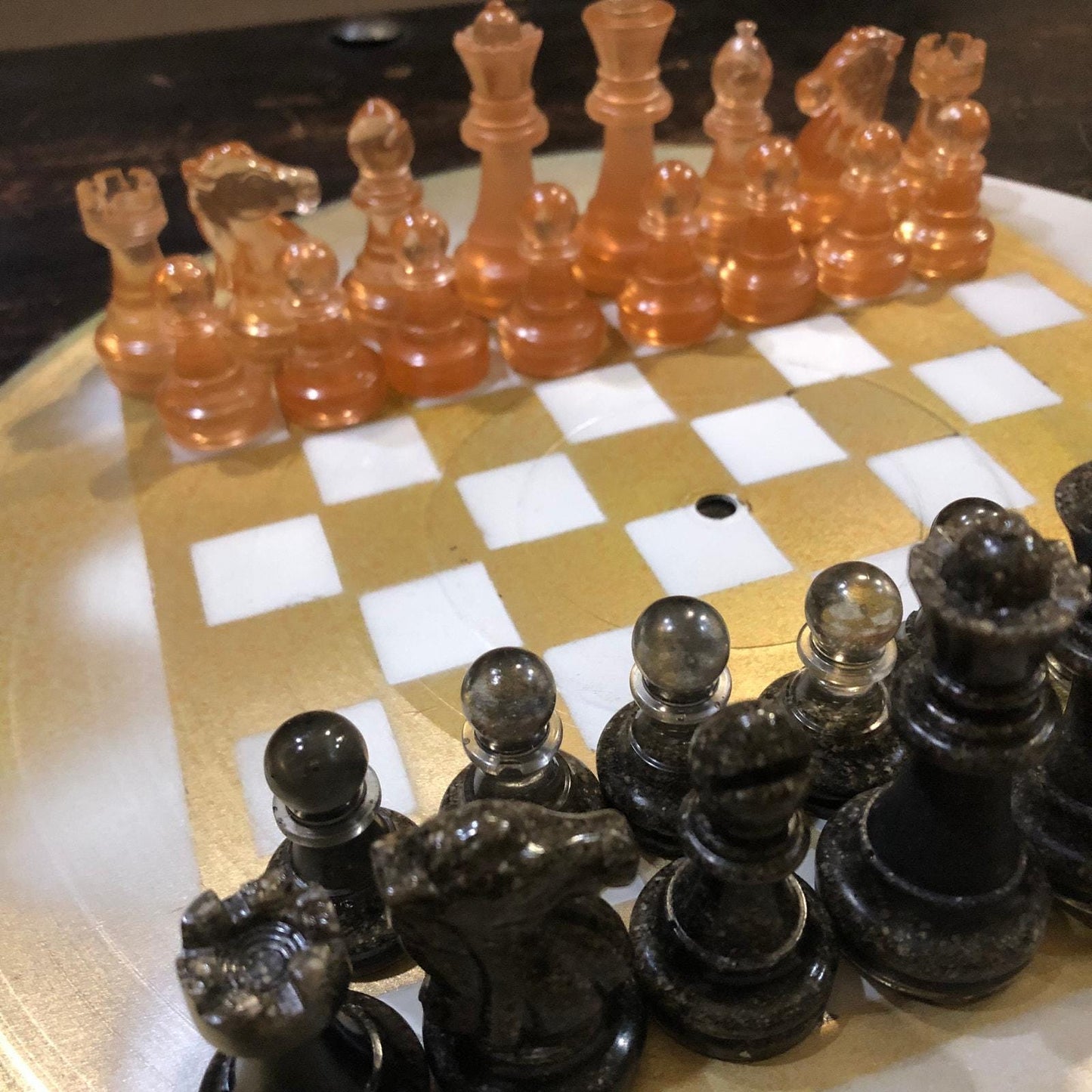 Vinyl Chess Set - Champagne Gold (Resin Pieces)