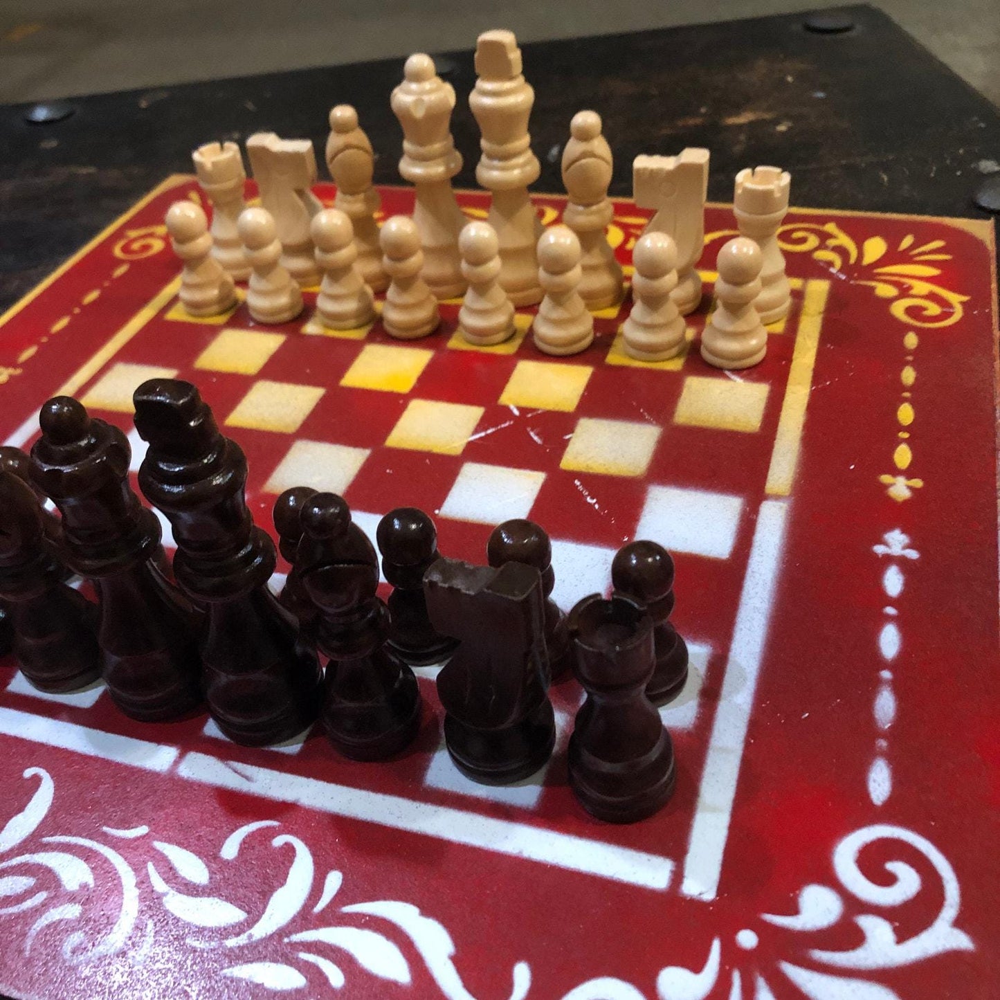 Chess Set - Red White & Yellow