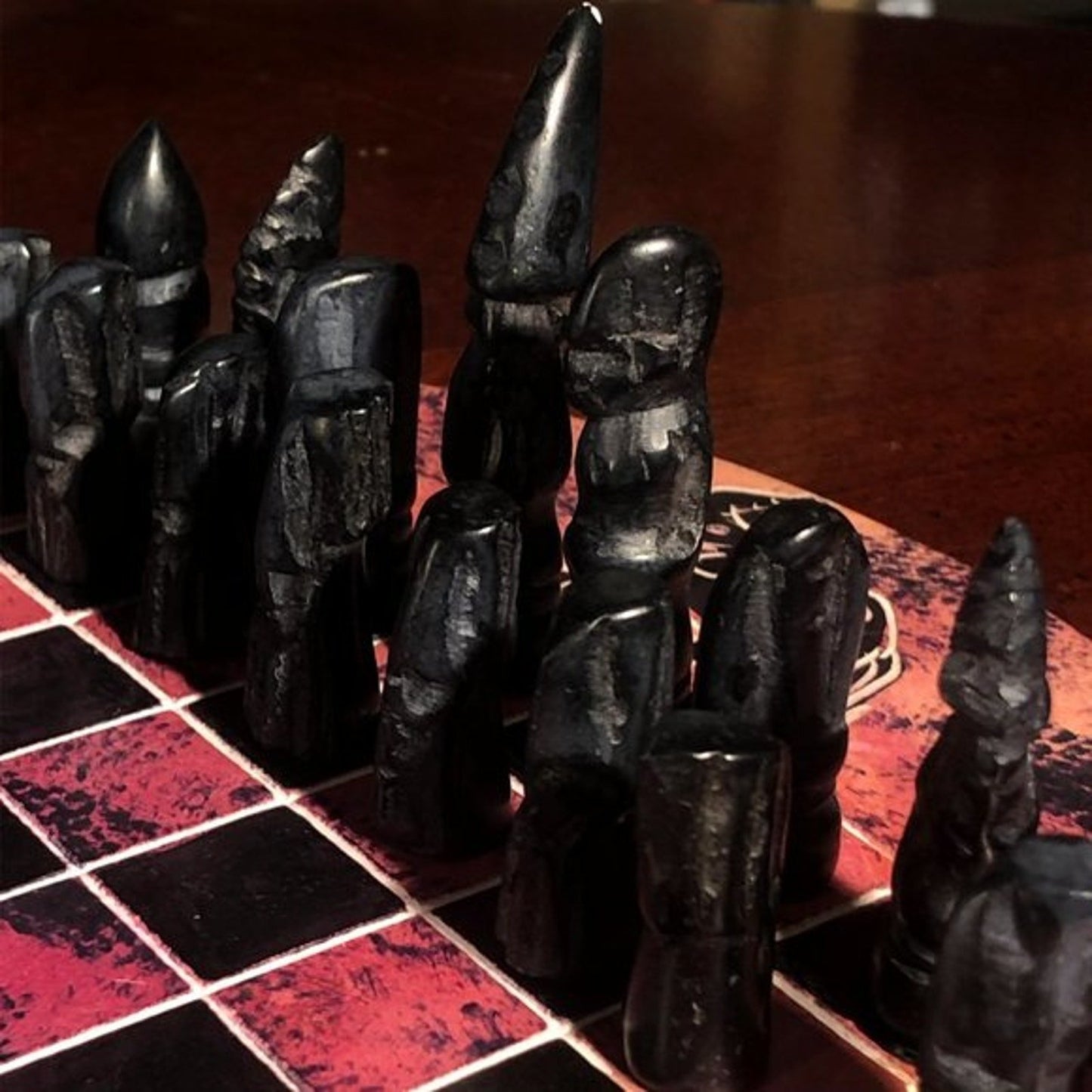 African Vintage Chess Set - Pink Chess Board