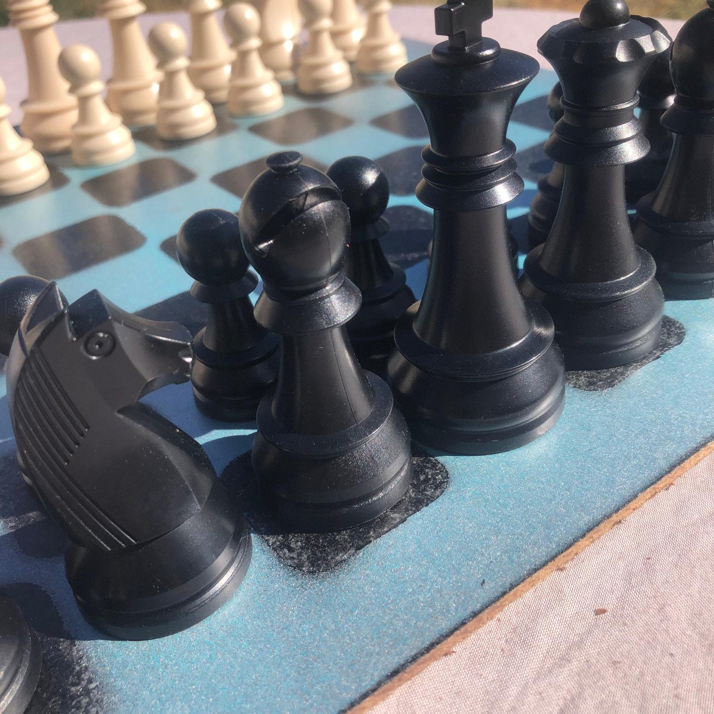 Large Chess Set - Bright Blue