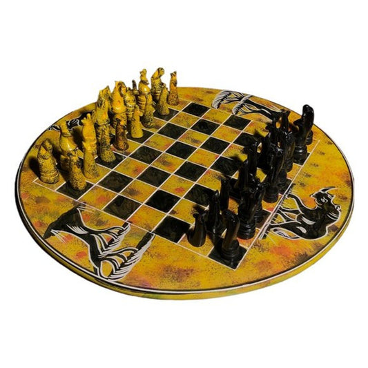 African Vintage Chess Set - Yellow Chess Board