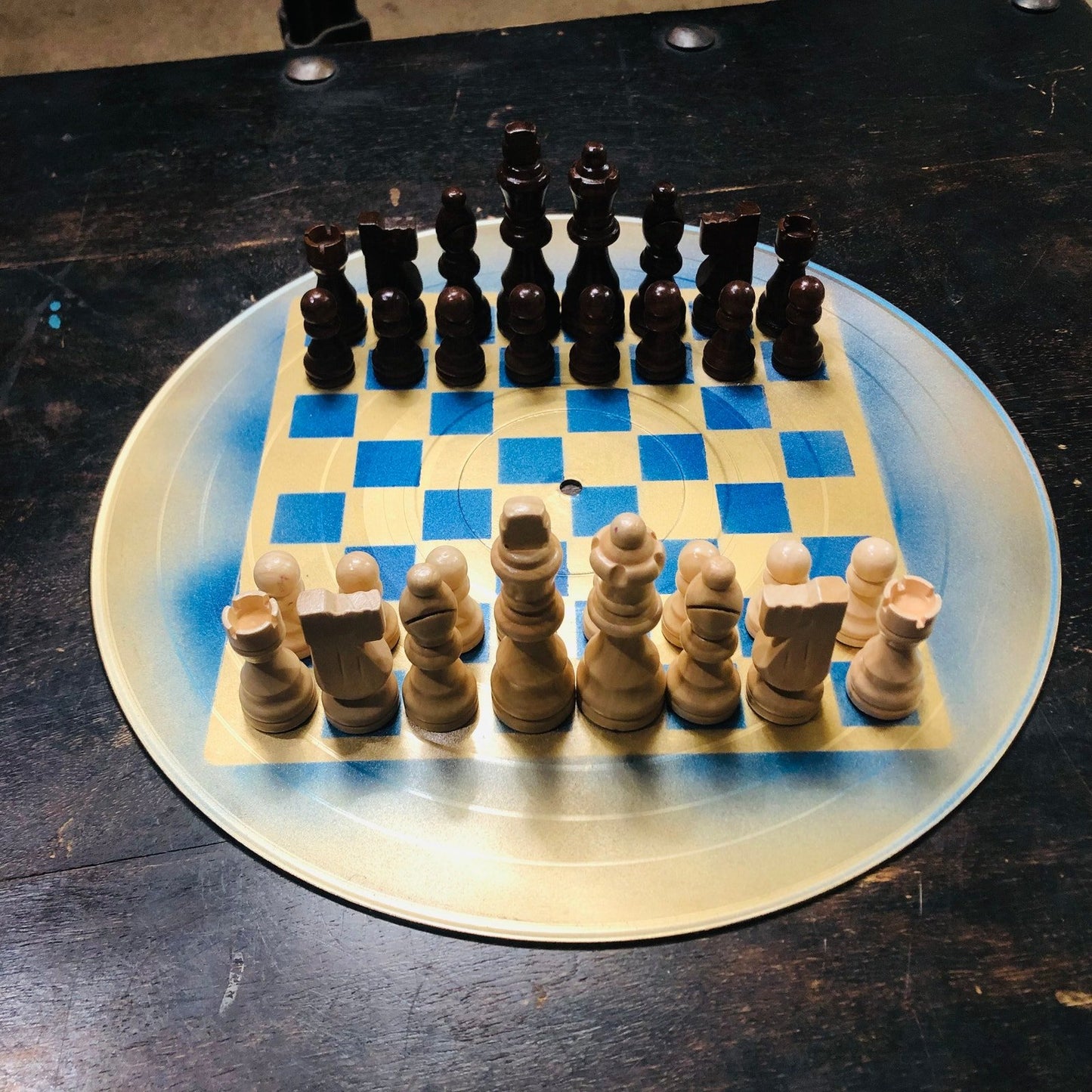 Vinyl Chess Set - Blue & Gold