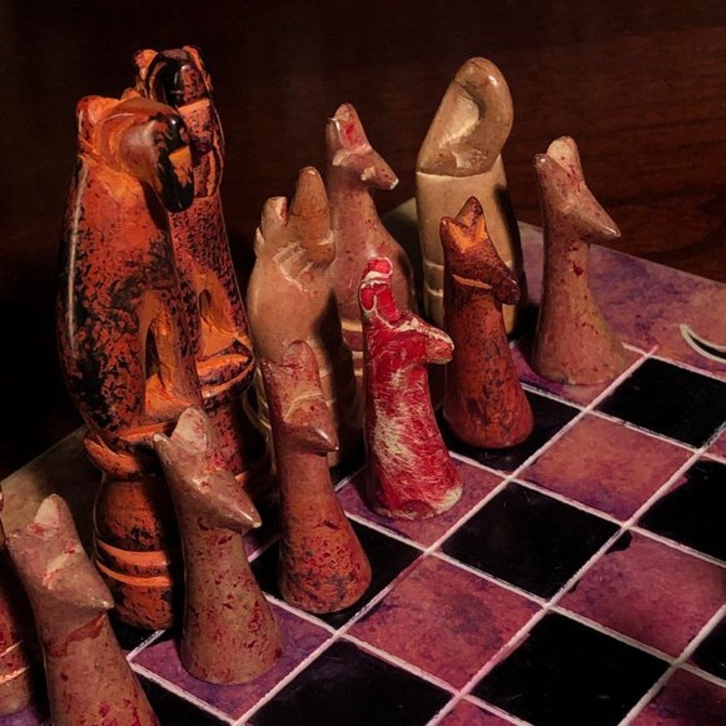 African Vintage Chess Set - Kenyan Chess Board