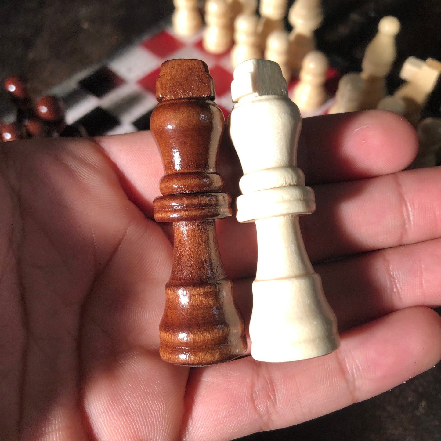 Scrapbook Chess Set - Red & Black Lettered Patterned