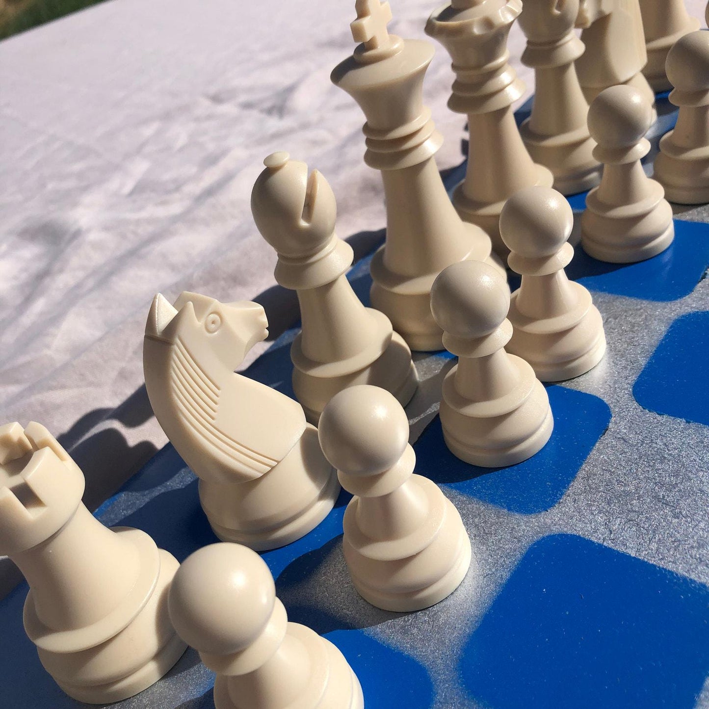 Large Chess Set - Chrome Blue