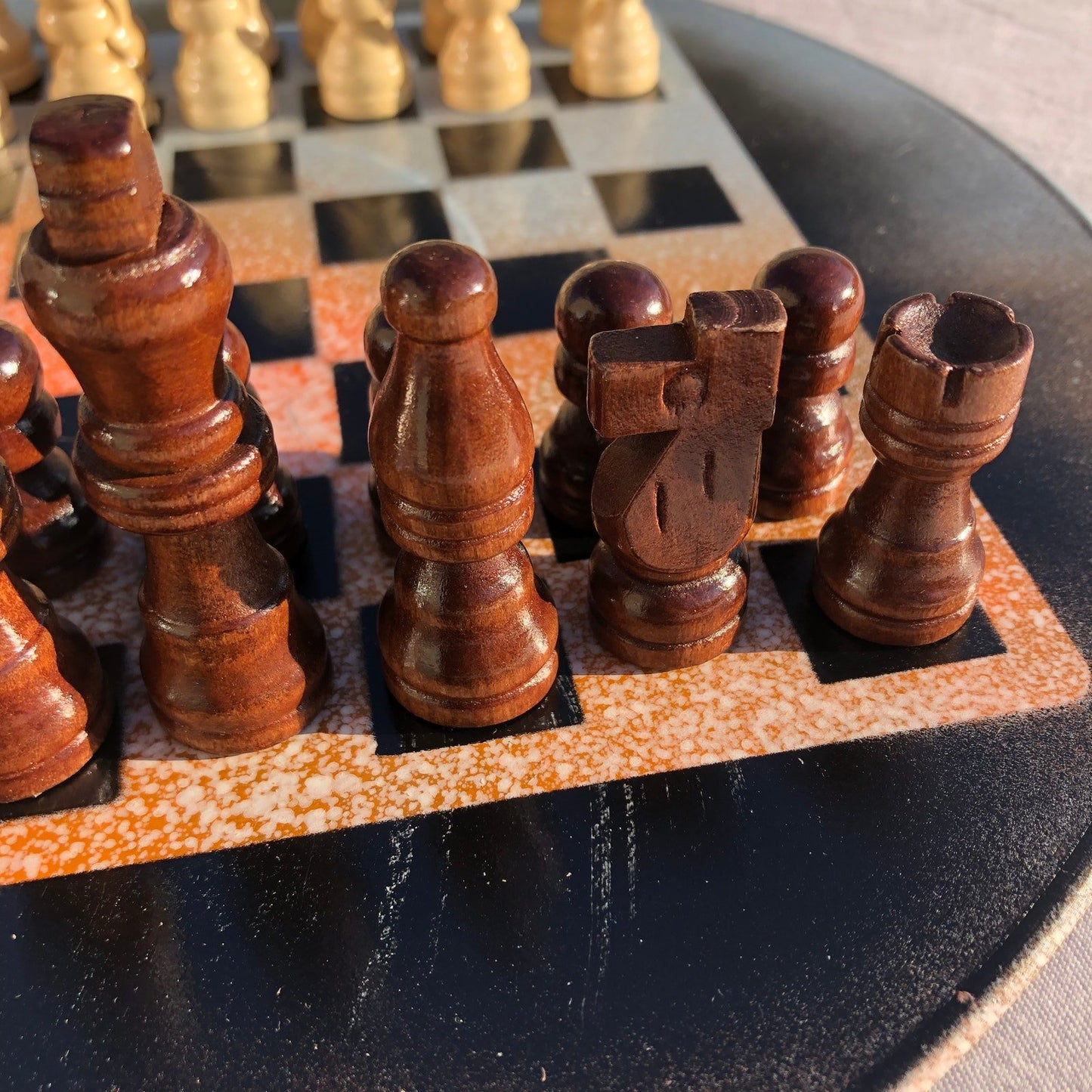 Vinyl Chess Set -  Orange Mist