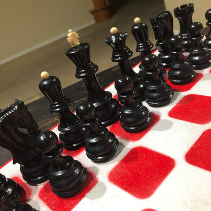 Large Painted Chess Set - White & Red