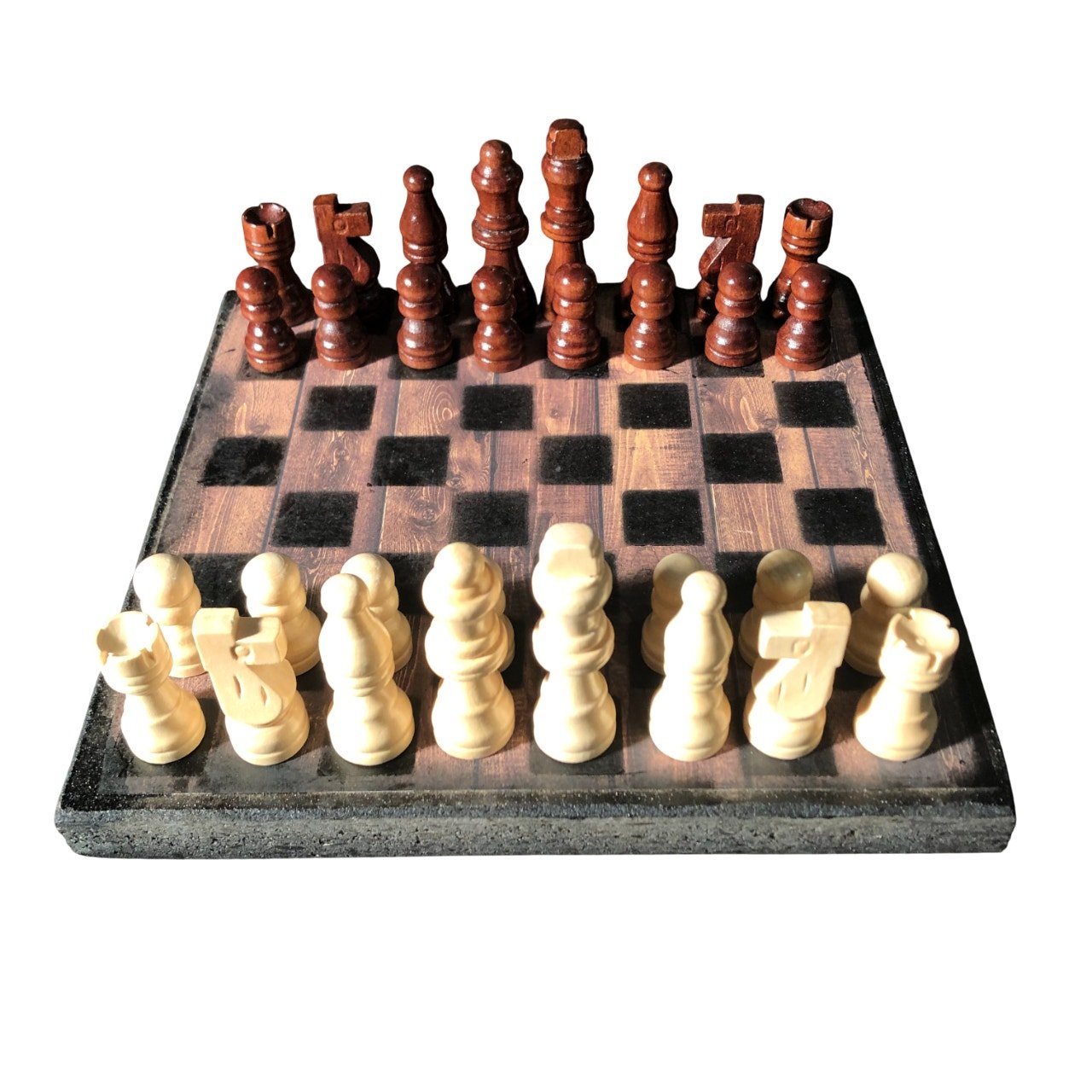 Scrapbook Chess Set - Simplistic Wood