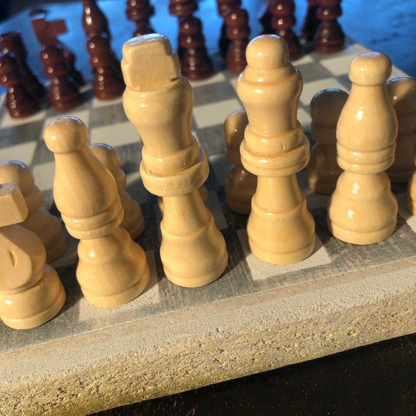 Scrapbook Chess Set - White Wood