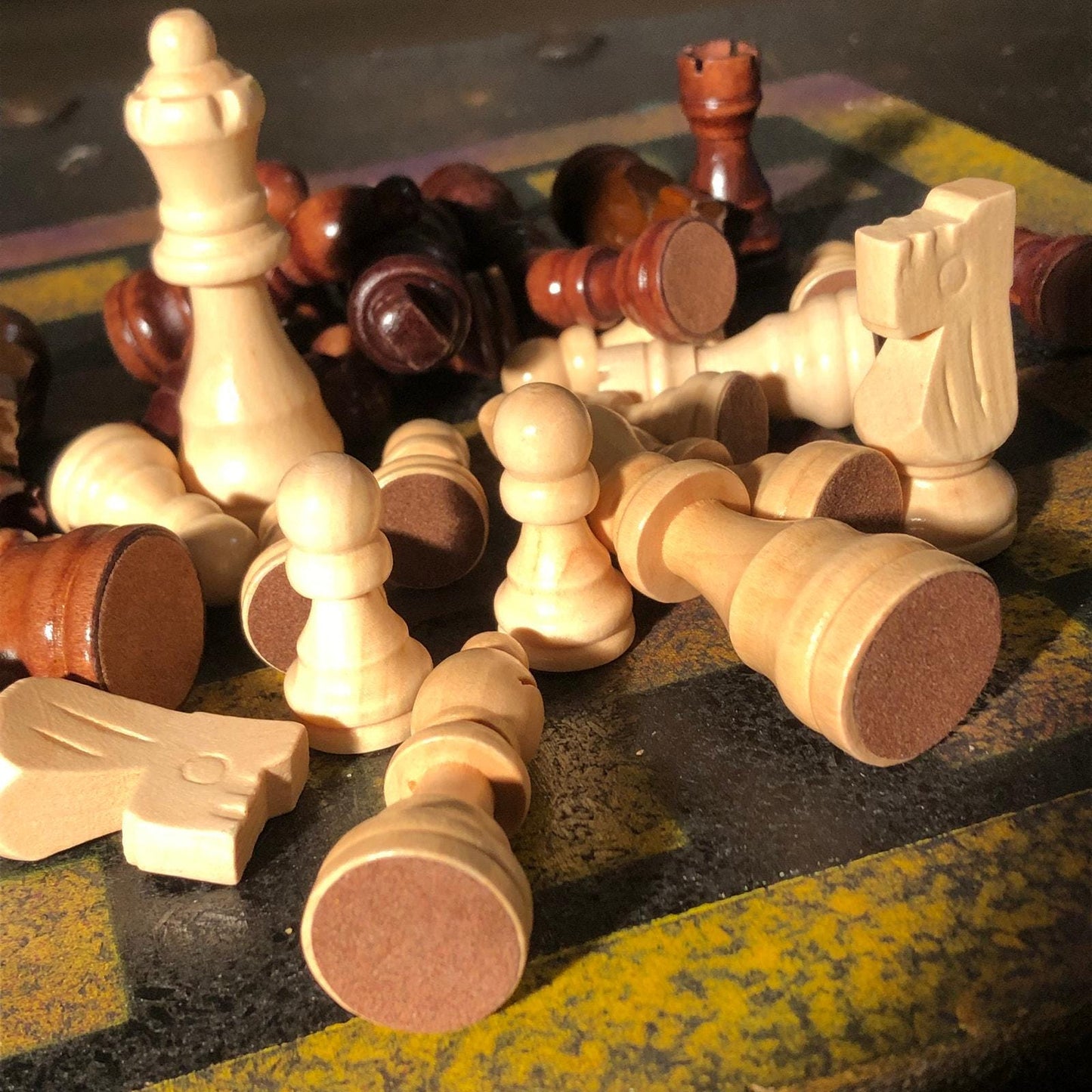 Chess Set - Rustic Yellow Purple