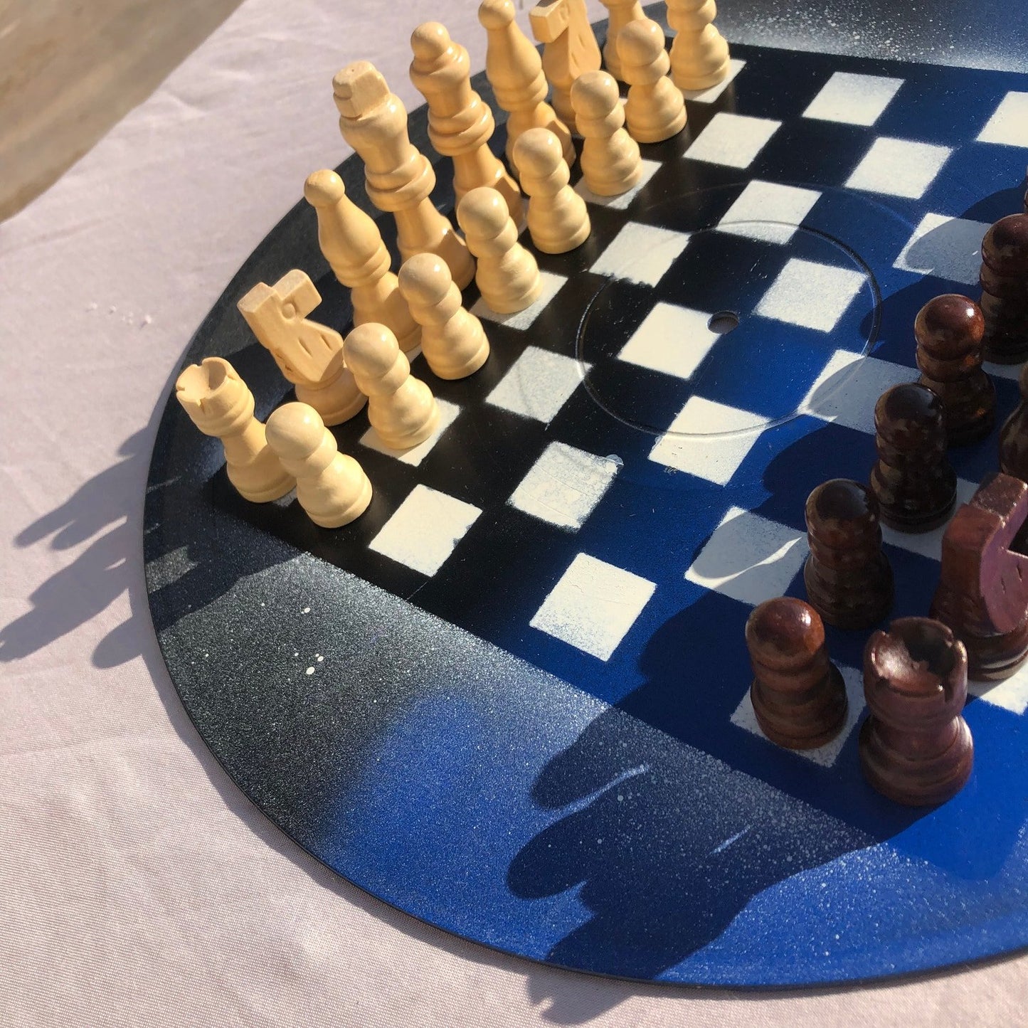 Vinyl Chess Set - Blue & Black Mist