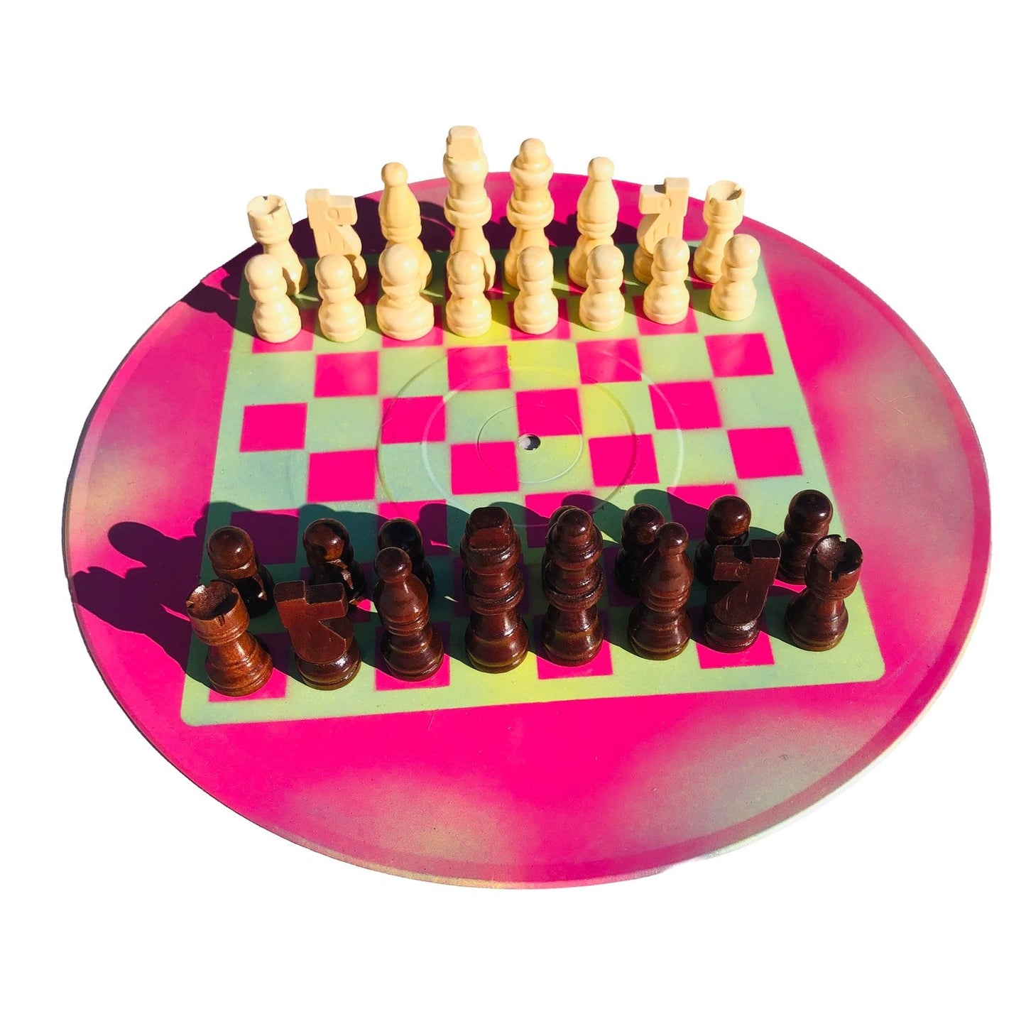 Vinyl Chess Set - Pink Lime Green