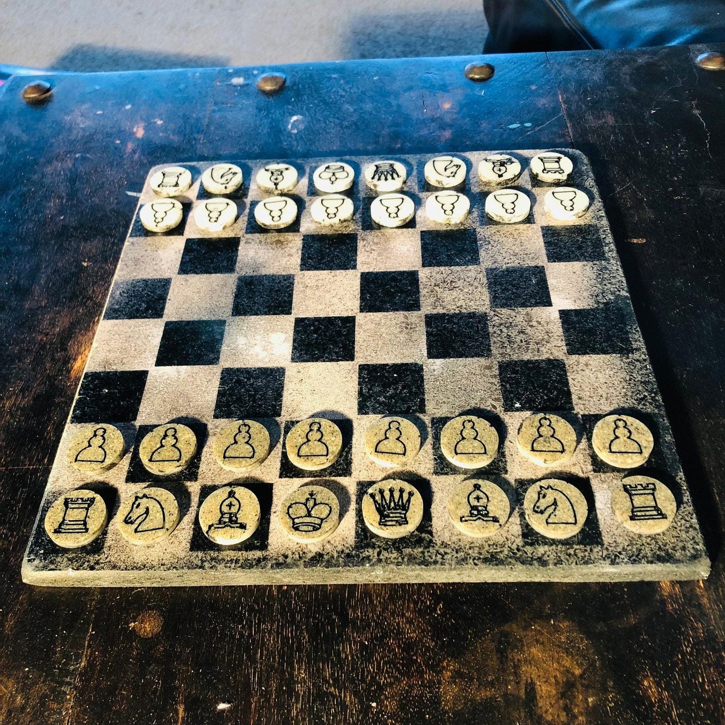 Chess Set - Rustic Gray & Brown