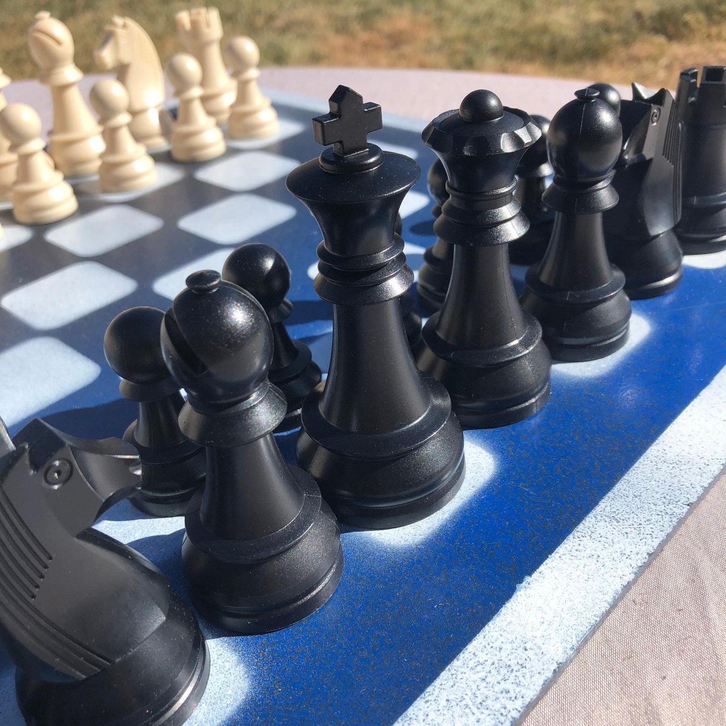 Large Chess Set - Half Blue Half Black